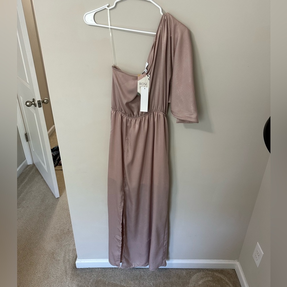 Mauve one shoulder dress